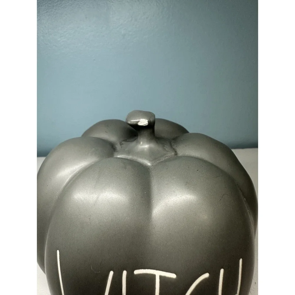 Rae Dunn Halloween MEDIUM Gray Pumpkin 